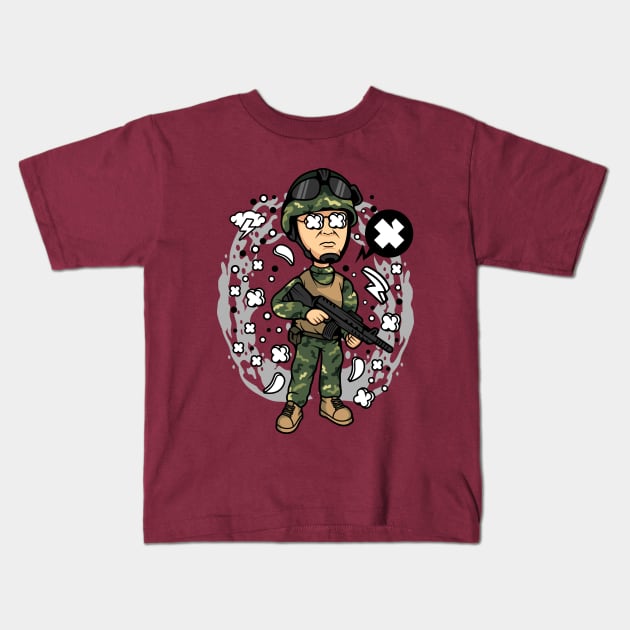 Military big head Kids T-Shirt by Mako Design 